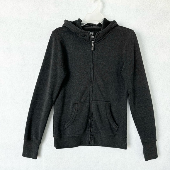 Fox Racing Hoodie Womens Small Gray Full Zip Faux Fur Lined Y2K Motocross Biking - Picture 1 of 16